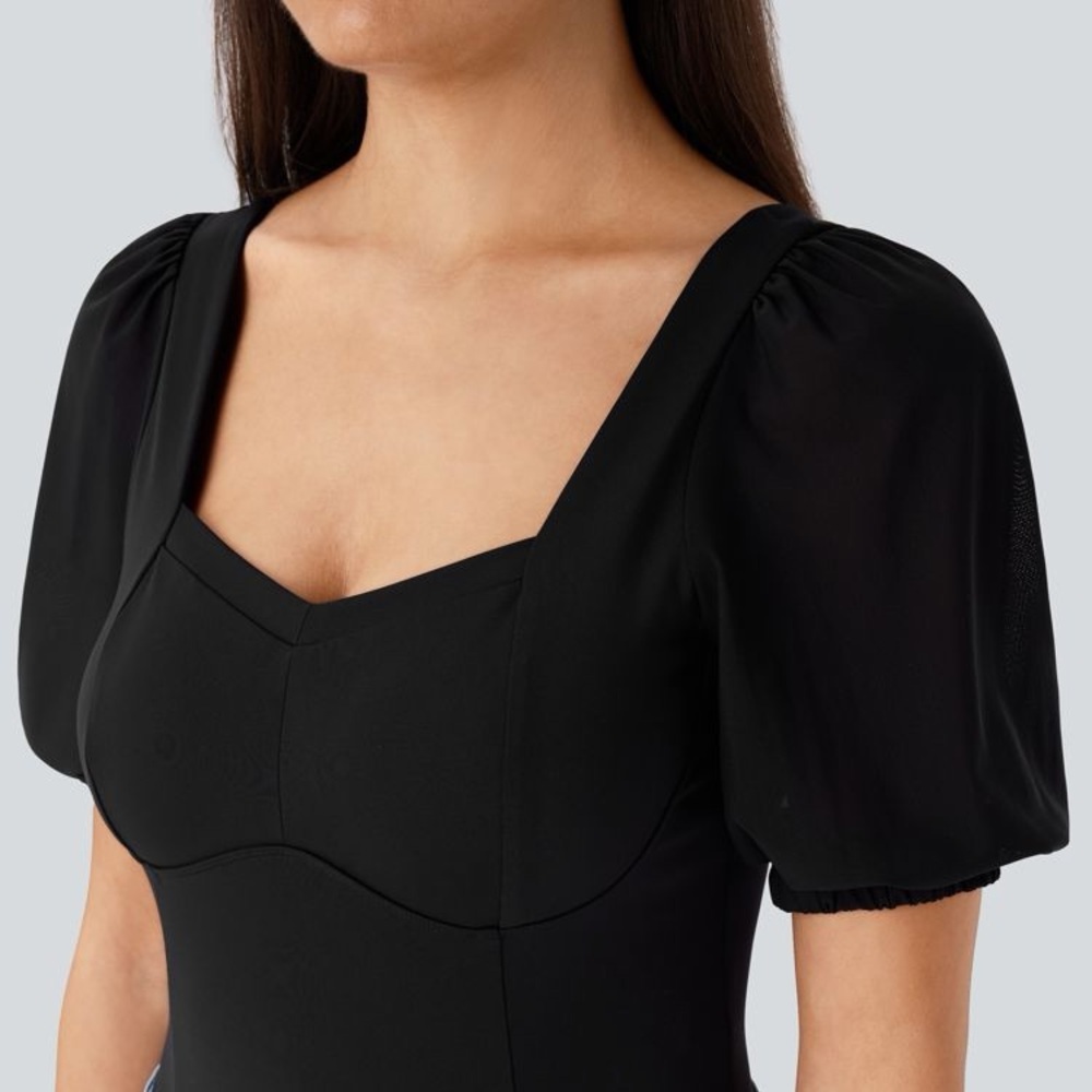 HALARA Softlyzero™ Airy Backless Sweetheart Neck Bishop Sleeve Top, SZ M EUC - Picture 6 of 13